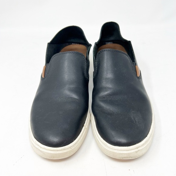 OLUKAI BLACK PUHLUEA LEATHER SLIP ON DROP HEEL HOUSE SLIPPER SHOES SZ 8 - Picture 2 of 7